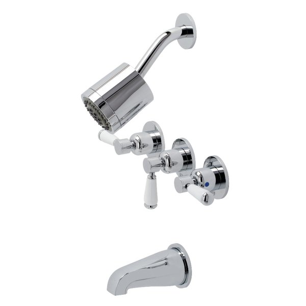 Kingston Brass KBX8131DPL Three-Handle Tub and Shower Faucet, Polished Chrome KBX8131DPL